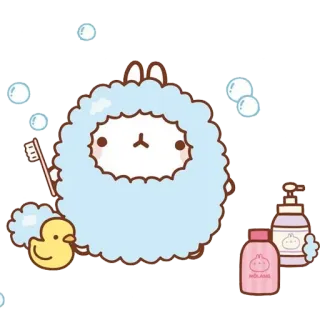 🛀 bunny, rabbit, cute, animal, bath, toothbrush telegram sticker