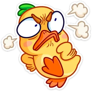 😡 angry, duck, cartoon, cute, character, yellow, bird whatsapp sticker