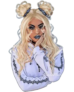🤨 여자, 패션, 금발, 인물사진, 일러스트, 미용, 예술 telegram sticker