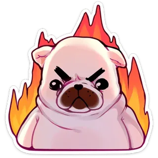 😡 perro, enojo, llamas, dibujos animados, animal, lindo telegram sticker