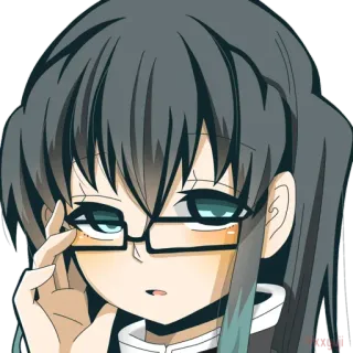 🧐 Anime, Dibujo animado, Gafas, Chica, Retrato telegram sticker