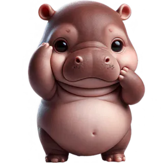😔 hipopótamo, fofo, animal, bebê, desenho animado telegram sticker