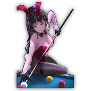 🔥 bunny girl, biljart, pool, anime meisje, pin-up, kunstwerk, tekening telegram sticker