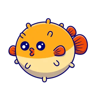 😘 rozdymka, ryba, morze, zwierzę, słodki, kreskówka, ocean, kawaii telegram sticker