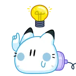 ☝️ 猫, 灯泡, 卡通, 可爱, 动物, 卡哇伊 telegram sticker
