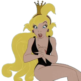 🙀 cartoon, princess, blonde, crown, animation, character, swimsuit telegram sticker