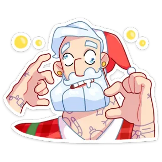 🤤 père noël, noël, tatouages, dessin animé, personnage, fête, décembre telegram sticker