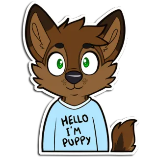 🙂 HELLO I'M PUPPY puppy, furry, dog, cartoon, anthropomorphic, cute, sticker telegram sticker