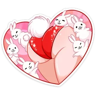 🍑 coniglio, cuore, carino, conigli, cartone animato, natiche, sedere, rosa telegram sticker