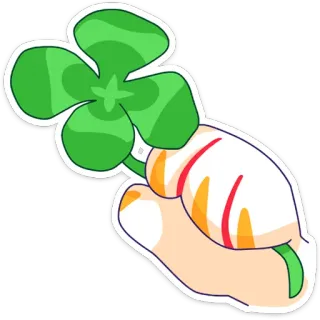 🍀 clover, hand, luck, lucky, four-leaf clover, cartoon, sticker whatsapp sticker