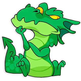 🤔 dragão, verde, desenho animado, criatura mítica, animal, adesivo telegram sticker