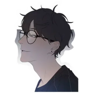 😏 pria, potret, kacamata, anting, karakter, laki-laki, profil telegram sticker
