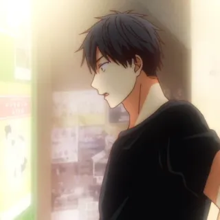 😲 anime, guy, male, black hair, person telegram sticker