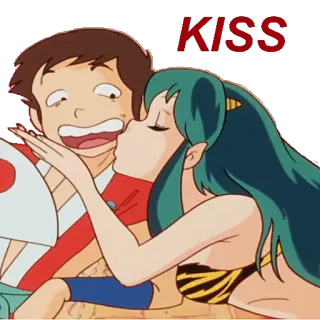 😗 KISS kissing, anime, love, couple, affection telegram sticker