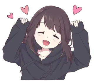 💚 Anime, Garota, Corações, Fofo, Feliz telegram sticker