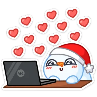 ❤️ muñeco de nieve, Navidad, invierno, corazones, portátil, dibujos animados, lindo whatsapp sticker
