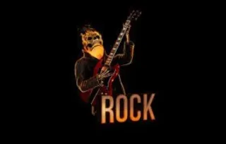 🎸 ROCK เพลงร็อค, กีตาร์, โครงกระดูก, กะโหลก, เพลง, ร็อค telegram sticker