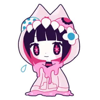😪 kawaii, mignon, dessin animé, personnage, rose, art numérique whatsapp sticker