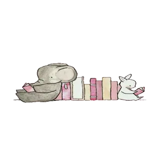 📚 elefante, conejo, leyendo, libros, animales telegram sticker