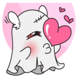 ❤️ fantôme, coeur, mignon, amour, dessin animé telegram sticker
