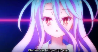 ☝ Blank is not allowed to lose. Anime, Cô gái, Biểu cảm, Quyết tâm, Trống, Trích dẫn whatsapp sticker