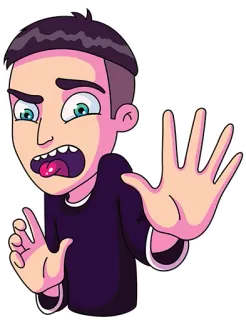 😖 desenho animado, zangado, chateado, frustrado, pare, gesto de mão, ilustração telegram sticker