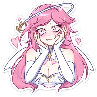 🤤 anime, pelo rosa, ángel, kawaii, corazón, lindo, alas telegram sticker