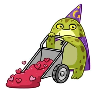 💞 frog, wizard, hearts, love, cartoon, fantasy, magic telegram sticker