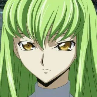 📎 C.C. Code Geass Anime, Personagem, C.C., cabelo verde, sério, Code Geass telegram sticker