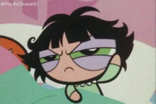 😒 Buttercup The Powerpuff Girls dessin animé, Belle, Les Supers Nanas, grincheux, endormi whatsapp sticker