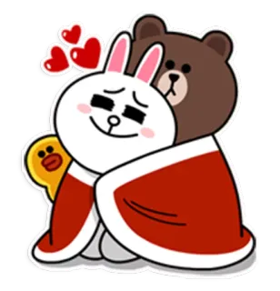 😗 beruang, kelinci, teman, kartun, imut, peluk telegram sticker