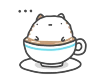 😐 귀여운, 동물, 컵, 커피, 카와이, 만화 telegram sticker