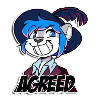 😁 AGREED akkoord, furry, cartoon, eens, positief whatsapp sticker
