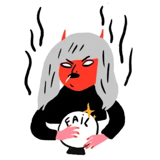 🎆 FAIL fracaso, demonio, humo, bola de cristal, ocultismo telegram sticker