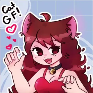 💕 Cat GF! kot, dziewczyna, anime, serca, kreskówka, słodkie telegram sticker
