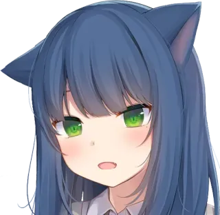😀 Anime, Kocia dziewczyna, Zielone oczy, Kawaii, Manga, Słodkie telegram sticker