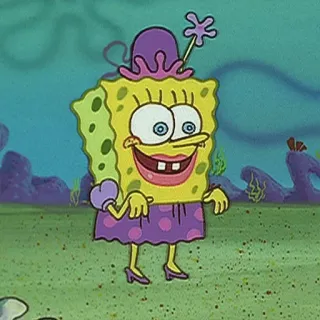 😃 Spongebob Squarepants Спанч Боб, мультфильм, платье, фиолетовый, Nickelodeon telegram sticker