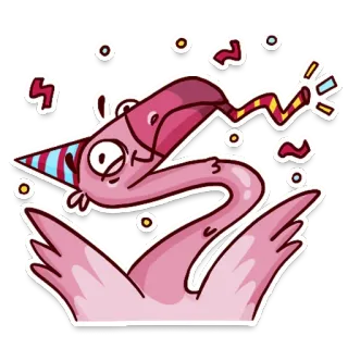 🦩 flamingo, festa, pássaro, celebração, desenho animado, engraçado, animal telegram sticker