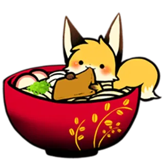 🍜 fuchs, ramen, süß, tier, essen, japanisch telegram sticker