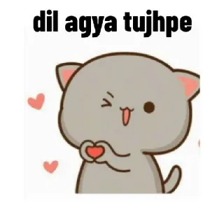 😉 dil agya tujhpe 猫, ハート, 愛, かわいい, ロマンチック, 漫画 whatsapp sticker