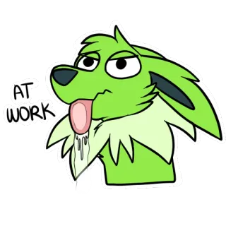 👅 AT WORK perro, trabajo, verde, dibujo, cansado whatsapp sticker