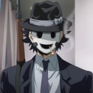 🚬 Anime, Sluipschuttersmasker, Sigaret, Wapen, Geweld telegram sticker