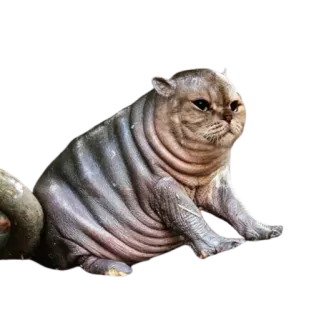 😕 cat, hippo, animal, hybrid, funny, cute, mammal telegram sticker