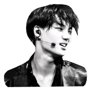 😉 persona, hombre, cantante, auriculares, blanco y negro, retrato whatsapp sticker