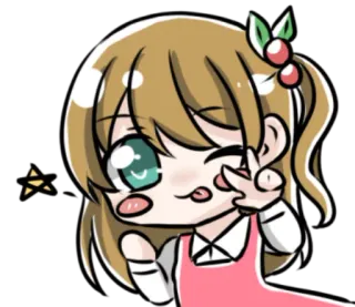 ✌️ Anime, Sticker, Fofo, Desenho animado, Menina, Piscadela telegram sticker