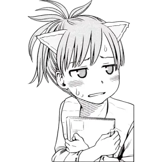 😒 cat ears, anime, manga, nervous, awkward, catboy telegram sticker