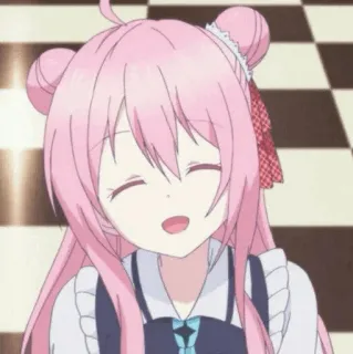 🍭 アニメ, 女の子, ピンク髪, 可愛い, 元気, 笑顔 telegram sticker