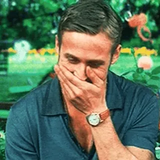 🌟 Ryan Gosling 表情包, 瑞恩·高斯林, 笑, 反应, 捂脸 whatsapp sticker
