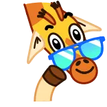 😉 giraffa, occhiali, cartone animato, animale, felice telegram sticker