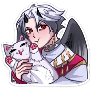 🐱 anime, demon, cat, horns, wings, cute telegram sticker